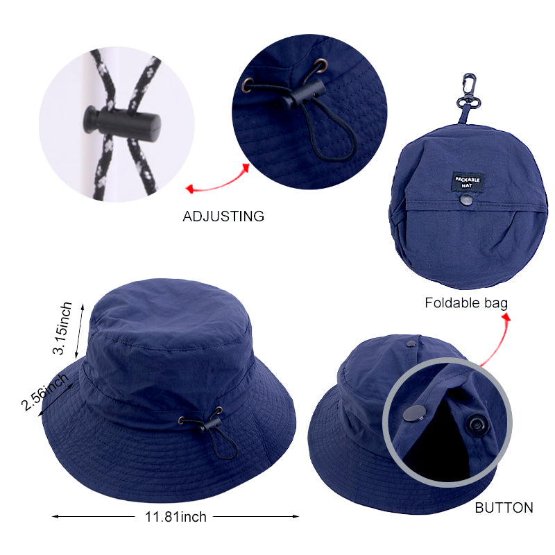 Wholesale Custom Logo Outdoor Summer 100%Polyester Waterproof Packable Bucket Hat Summer Beach Hat Outdoor Cap for Women and Men