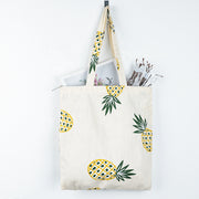 Custom Logo Printed Eco-Friendly Pineapple Pattern Reusable Grocery Shopping Canvas Cotton Tote Bags