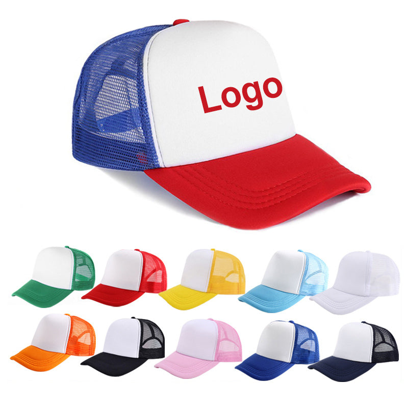 Wholesale Customized Logo Cheap Foam Sport 5 panels Baseball Caps Unisex Mesh Trucker Hat