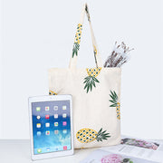 Custom Logo Printed Eco-Friendly Pineapple Pattern Reusable Grocery Shopping Canvas Cotton Tote Bags