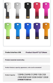 Fashion Customized Creative Metal Key USB Pendrive 128GB Promotional Gift for Company Exhibition Logo Printing Usb Flash Drive