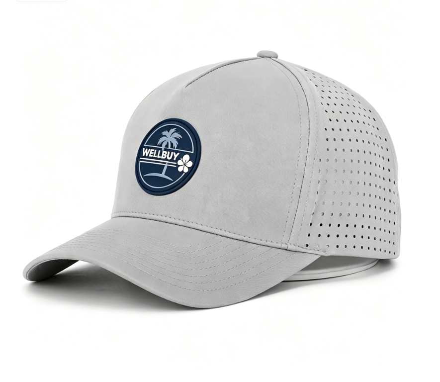 Custom Logo 5 Panel Laser Cut Hole Perforated Gorras,Mens Water Resistant Proof Baseball Cap Sports Performance Hat
