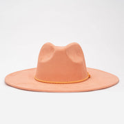 Wholesale Suede Fedora Hats for Women Colorful Water Drop Shaped Top Big Brim Fedora Hats Unisex Tissue Rope Band Hat