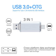 3 in 1 Type C Micro USB 3.0 Flash Drive 32GB 64GB 128GB OTG USB Flash Drive Device
