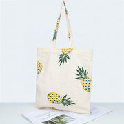 Custom Logo Printed Eco-Friendly Pineapple Pattern Reusable Grocery Shopping Canvas Cotton Tote Bags
