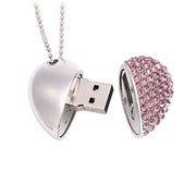 Diamond Heart Usb Necklace Heart Diamond Usb Flash Drives