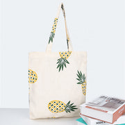 Custom Logo Printed Eco-Friendly Pineapple Pattern Reusable Grocery Shopping Canvas Cotton Tote Bags