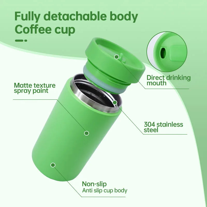 Custom Logo 12/16/20oz Stainless Steel Thermo Mug Coffee Cup Slide Open Leakproof Lid