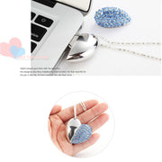 Diamond Heart Usb Necklace Heart Diamond Usb Flash Drives