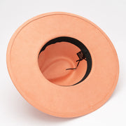 Wholesale Suede Fedora Hats for Women Colorful Water Drop Shaped Top Big Brim Fedora Hats Unisex Tissue Rope Band Hat