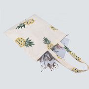 Custom Logo Printed Eco-Friendly Pineapple Pattern Reusable Grocery Shopping Canvas Cotton Tote Bags