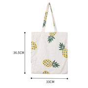 Custom Logo Printed Eco-Friendly Pineapple Pattern Reusable Grocery Shopping Canvas Cotton Tote Bags