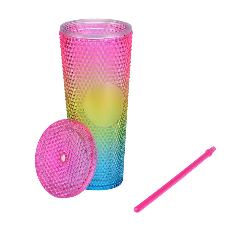Cute Design Reusable 24oz Plastic Tumbler with Lids and Straws for Cold Water Coffee Party Occasions