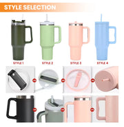 Custom Adventure H2.0 40 oz Coffee Thermal Cup Stainless Steel Black Insulated Travel Mug 40Oz Tumbler With Handle and Straw