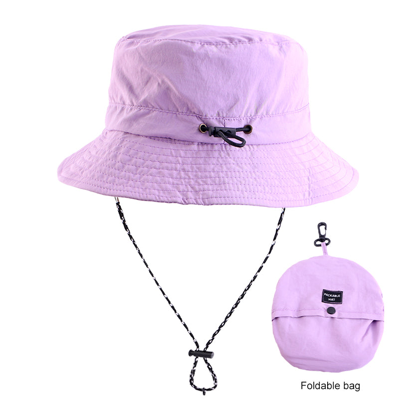 Wholesale Custom Logo Outdoor Summer 100%Polyester Waterproof Packable Bucket Hat Summer Beach Hat Outdoor Cap for Women and Men