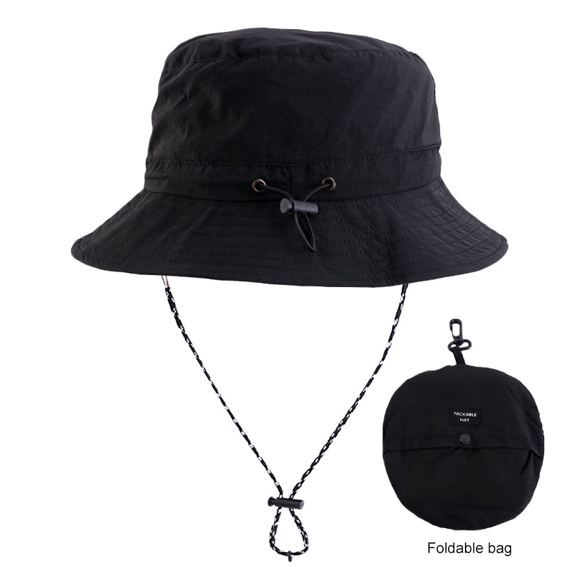 Wholesale Custom Logo Outdoor Summer 100%Polyester Waterproof Packable Bucket Hat Summer Beach Hat Outdoor Cap for Women and Men
