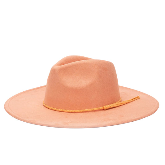 Wholesale Suede Fedora Hats for Women Colorful Water Drop Shaped Top Big Brim Fedora Hats Unisex Tissue Rope Band Hat