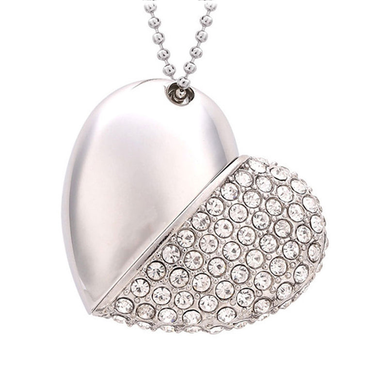 Diamond Heart Usb Necklace Heart Diamond Usb Flash Drives