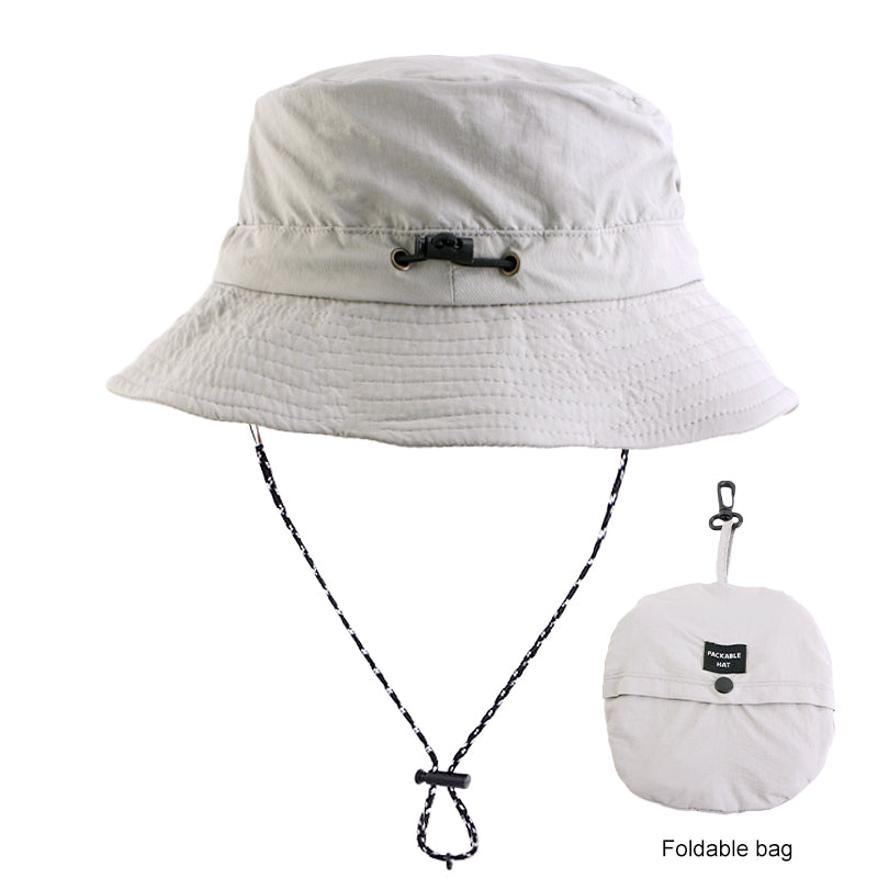 Wholesale Custom Logo Outdoor Summer 100%Polyester Waterproof Packable Bucket Hat Summer Beach Hat Outdoor Cap for Women and Men