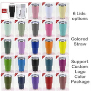 Custom logo 20oz 30oz Double Wall Insulated Powder Coated Tumbler Vacuum Cup Thermal Stainless Steel Coffee Travel Mug with Lid