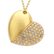Diamond Heart Usb Necklace Heart Diamond Usb Flash Drives
