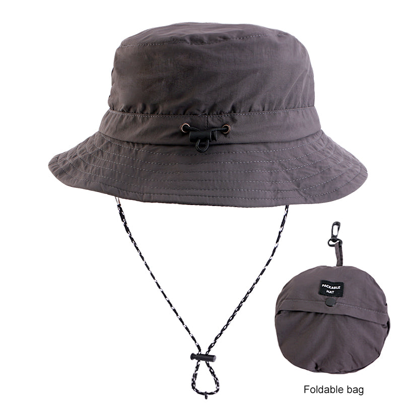 Wholesale Custom Logo Outdoor Summer 100%Polyester Waterproof Packable Bucket Hat Summer Beach Hat Outdoor Cap for Women and Men