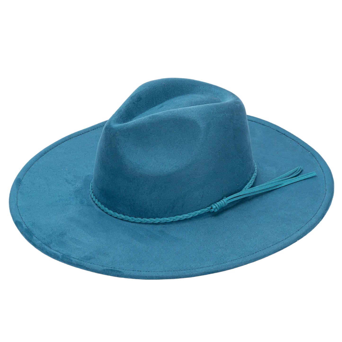 Wholesale Suede Fedora Hats for Women Colorful Water Drop Shaped Top Big Brim Fedora Hats Unisex Tissue Rope Band Hat