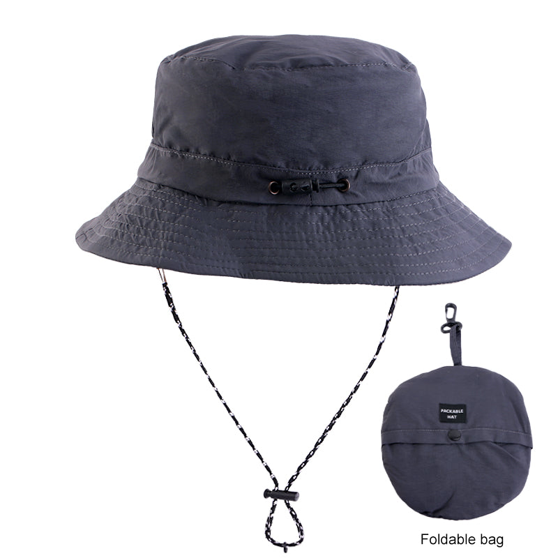 Wholesale Custom Logo Outdoor Summer 100%Polyester Waterproof Packable Bucket Hat Summer Beach Hat Outdoor Cap for Women and Men