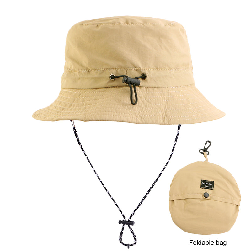 Wholesale Custom Logo Outdoor Summer 100%Polyester Waterproof Packable Bucket Hat Summer Beach Hat Outdoor Cap for Women and Men