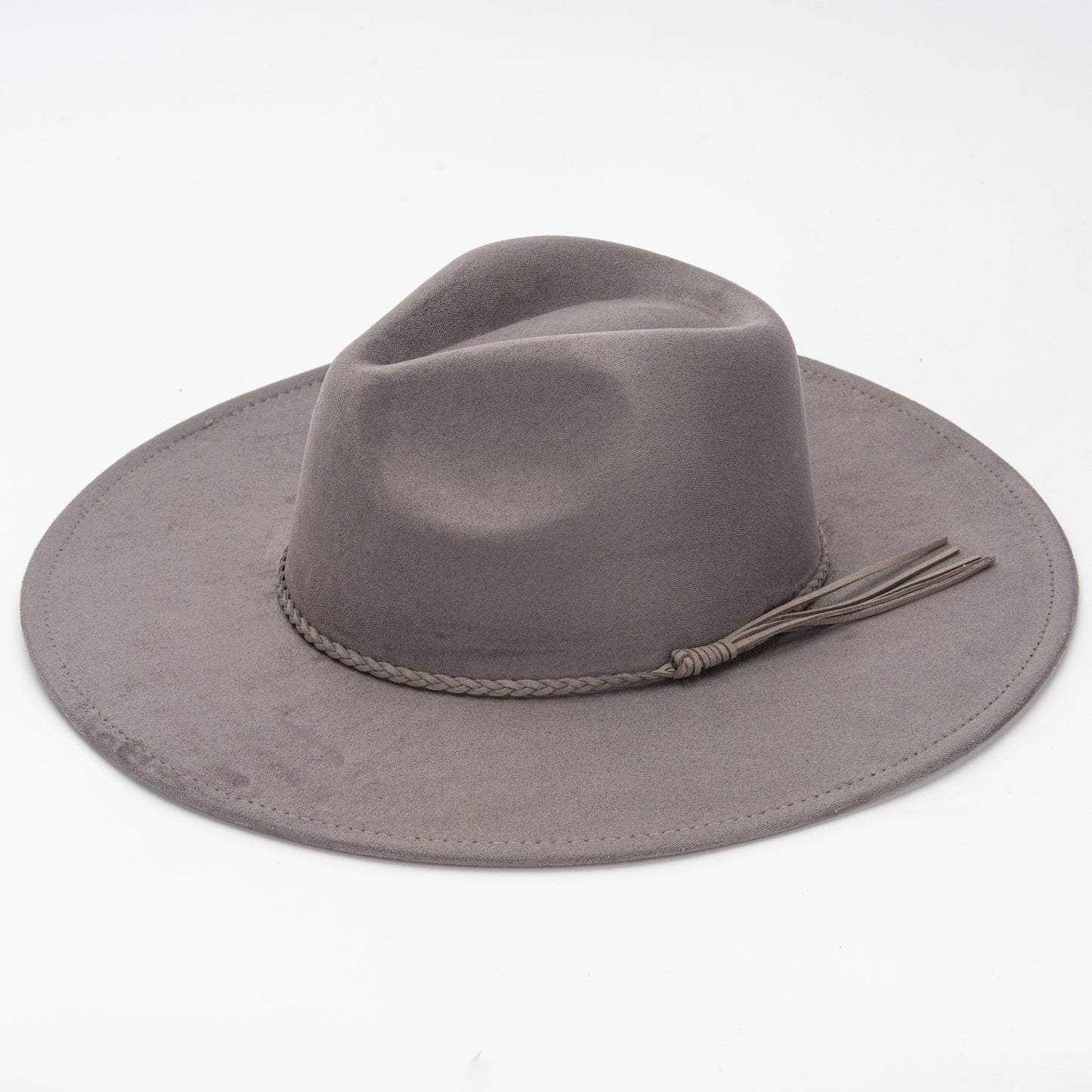Wholesale Suede Fedora Hats for Women Colorful Water Drop Shaped Top Big Brim Fedora Hats Unisex Tissue Rope Band Hat