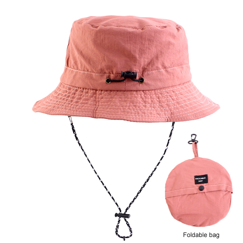 Wholesale Custom Logo Outdoor Summer 100%Polyester Waterproof Packable Bucket Hat Summer Beach Hat Outdoor Cap for Women and Men