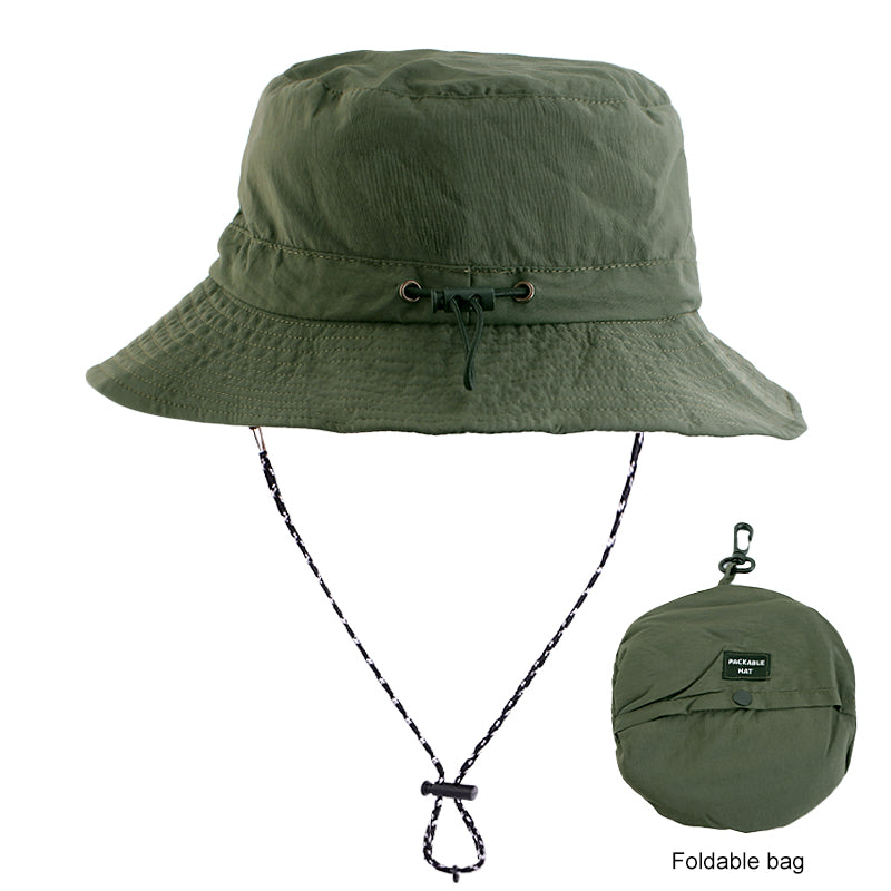 Wholesale Custom Logo Outdoor Summer 100%Polyester Waterproof Packable Bucket Hat Summer Beach Hat Outdoor Cap for Women and Men