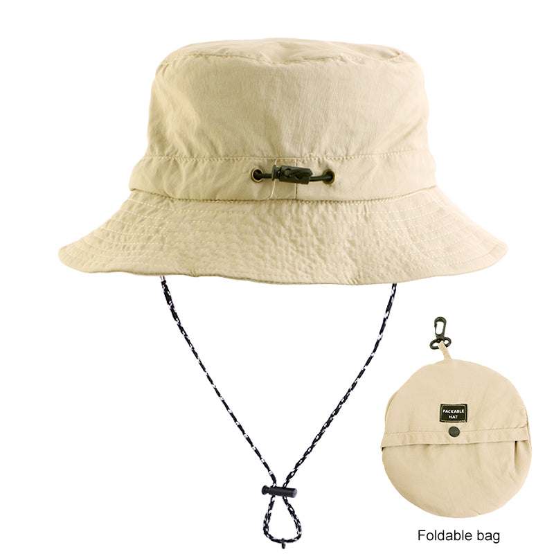 Wholesale Custom Logo Outdoor Summer 100%Polyester Waterproof Packable Bucket Hat Summer Beach Hat Outdoor Cap for Women and Men
